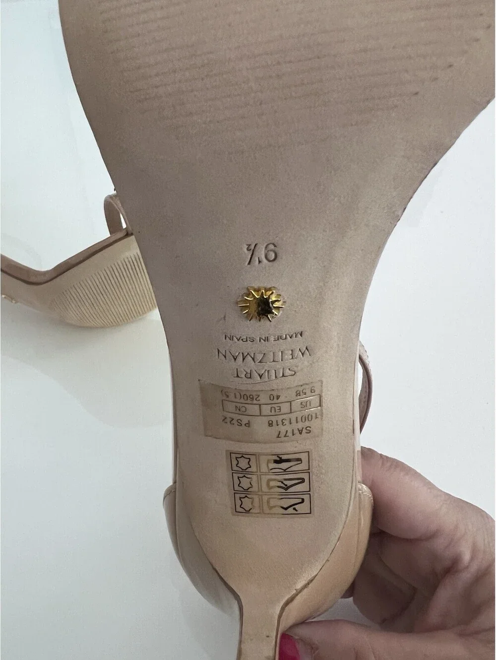 $475 Stuart Weitzman 100 Shoes 9.5 B Nudistcurve Ankle Strap Heels Sandals
